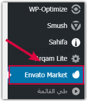 الدخول إلى إضافة Envato Market