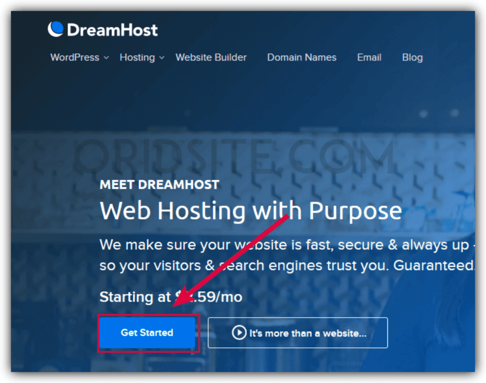 الموقع الرسمي لاستضافة DreamHost