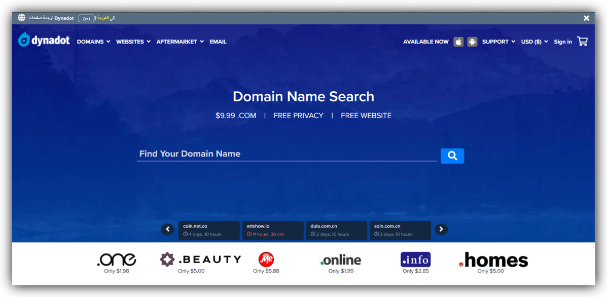 شراء دومين من dynadot - ارخص دومين