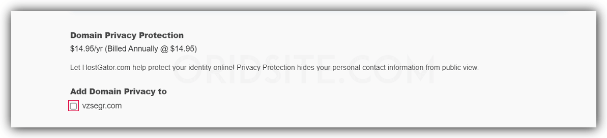 خاصية Domain Privacy Protection لشركة hostgator