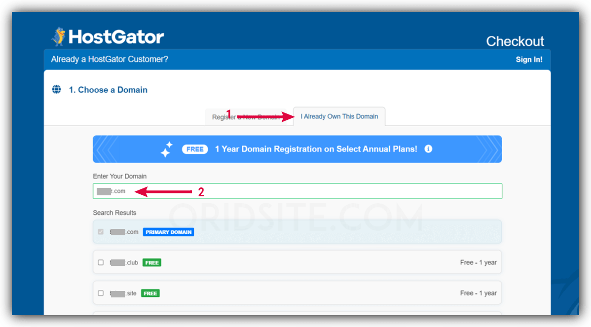 استخدام دومين محجوز مسبقا مع استضافة hostgator